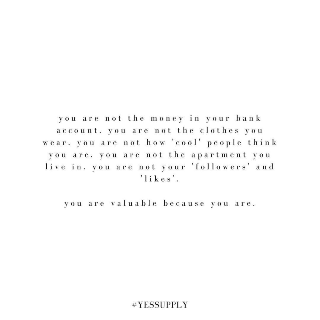 You are valuable and enough because you are YOU. Own it babe For more inspiration, quotes and tips on self-love and business for women, girlbosses, coaches, service, and freedom based business and female entrepreneurs check out www.yessupply.co.